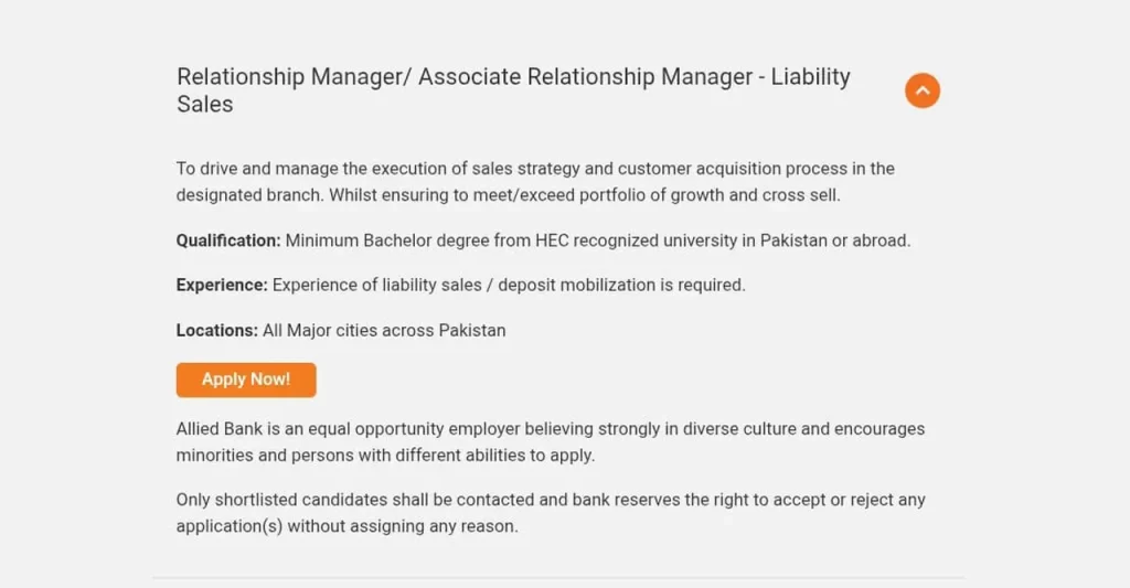 Allied Bank Relationship Manager Jobs Advertisement 2026