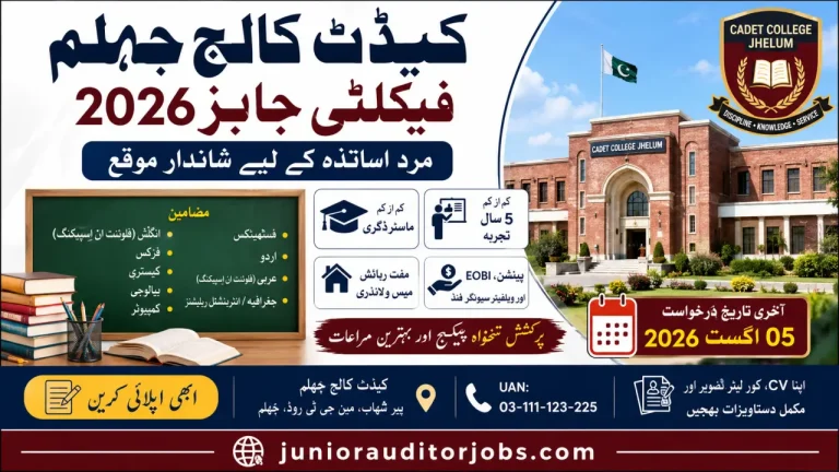 Cadet College Jhelum Faculty Jobs 2026 for Male Teachers