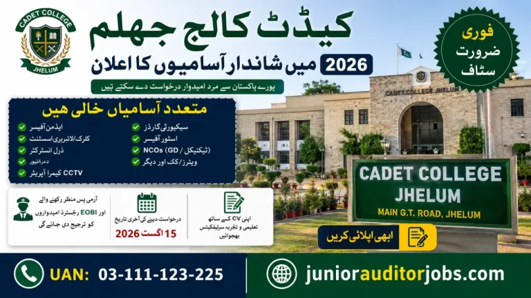 Cadet College Jhelum Jobs 2026 for Non-Teaching Staff