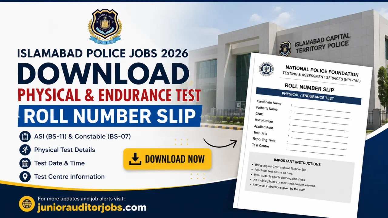 Download Islamabad Police Jobs Physical & Endurance Test Roll Number Slip 2026