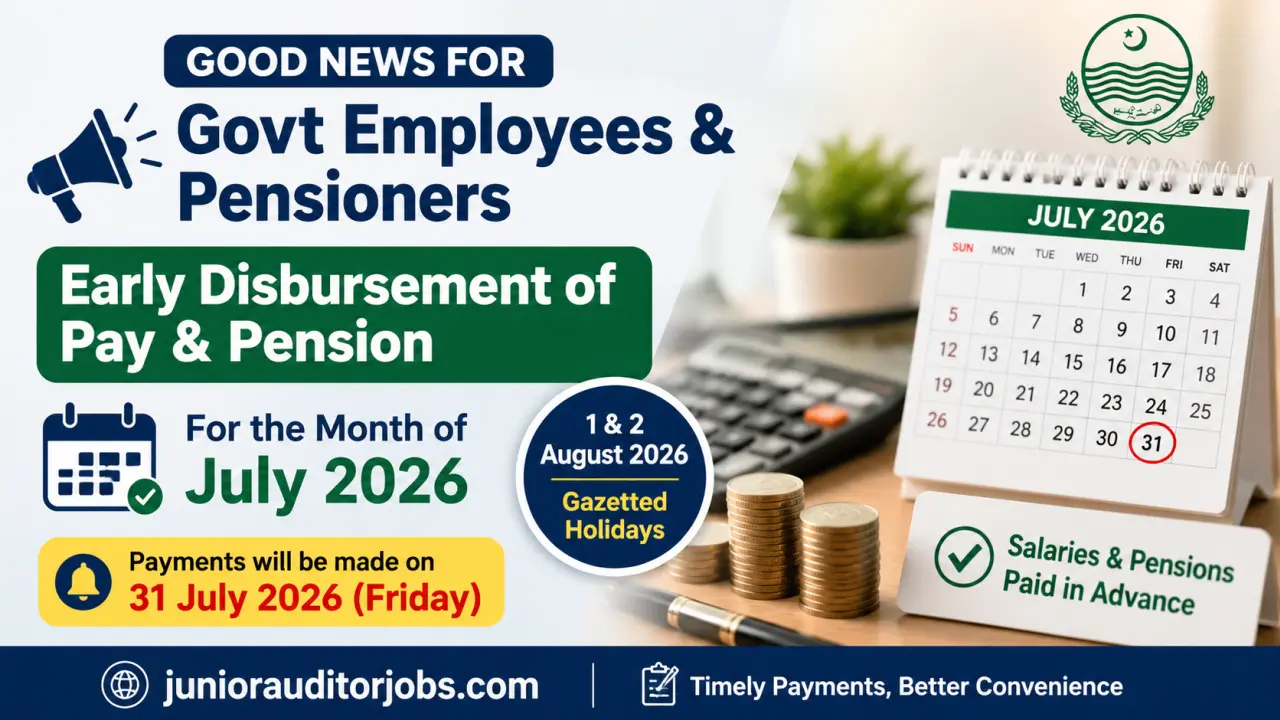 Early Disbursement of Pay and Pension of Government Employees for the Month of July 2026
