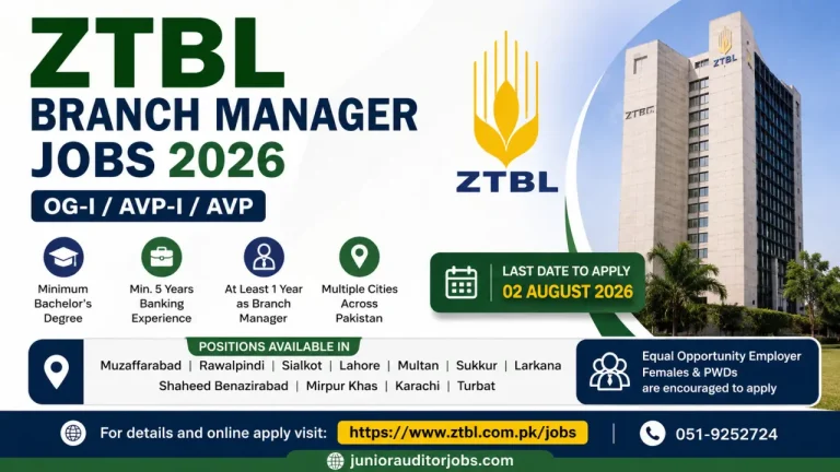 ZTBL Branch Manager Jobs 2026 Apply Online | OG-I / AVP Positions
